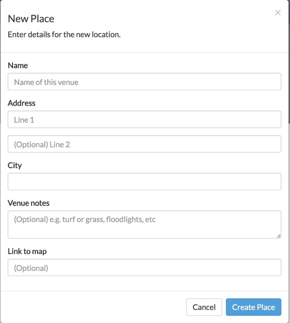 Place dialog box